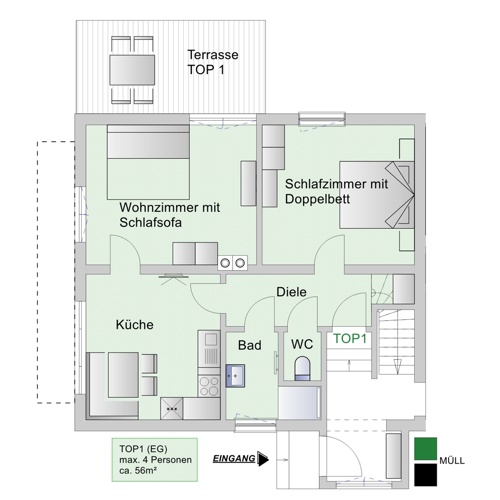 Skizze Appartement Top 1